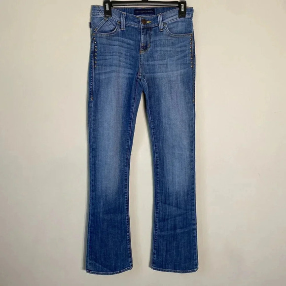 Rock & Republic Kasandra Studded Bootcut Denim Blue Jeans Womens Size 4 Low Rise - Picture 5 of 15